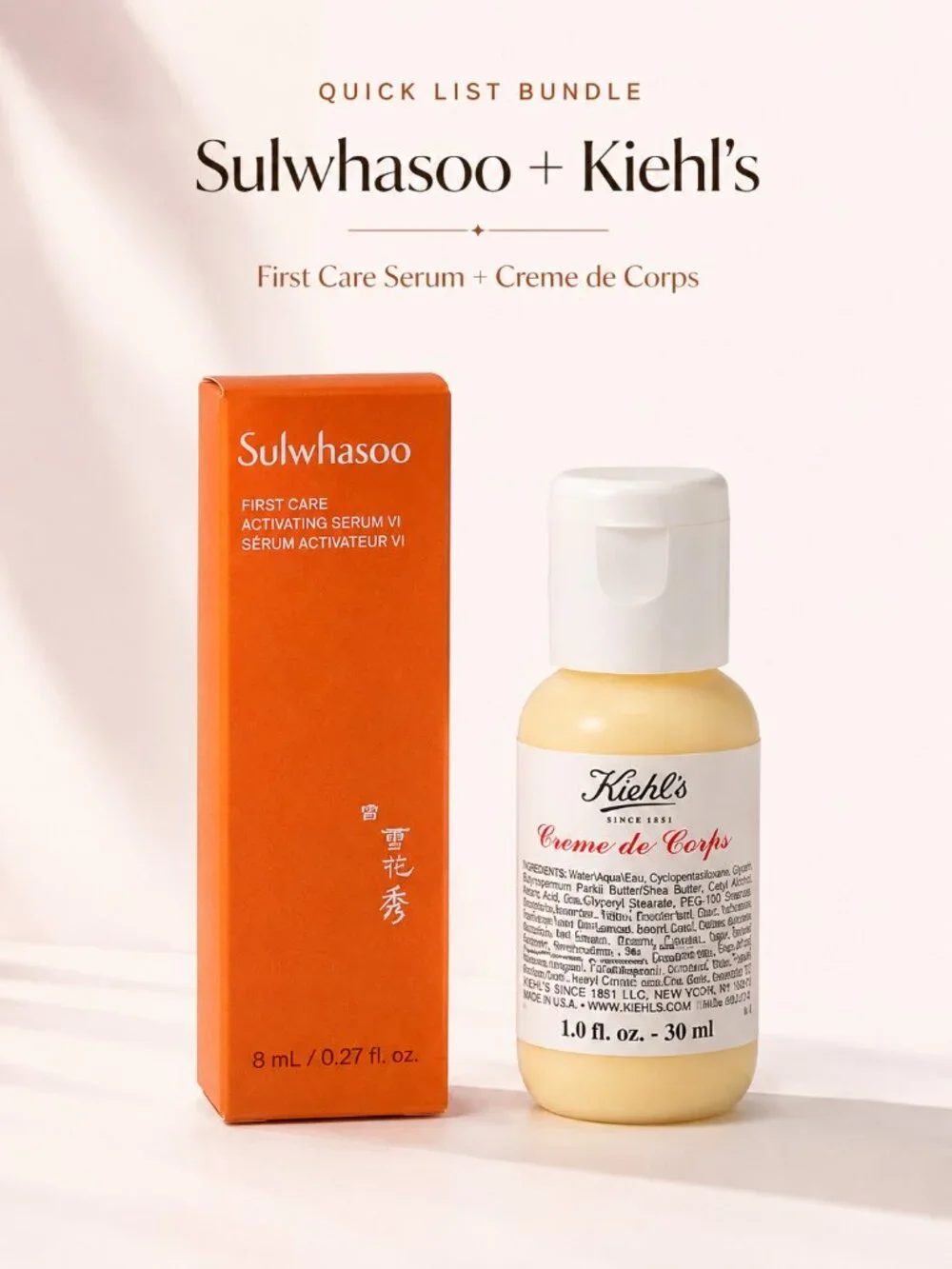 Sulwhasoo First Care Serum + Kiehl’s Lotion Mini Bundle